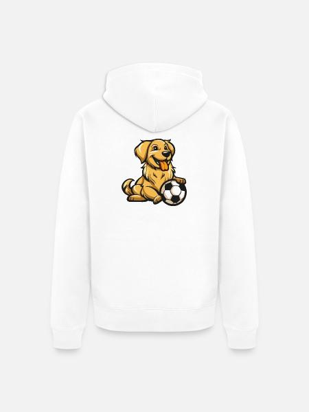 Funny dog with ball - Unisex Premium Organic Zip Hoodie - white