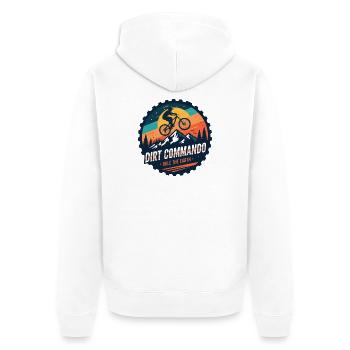 Dirt Commando Mountain Biker - Unisex Premium Organic Zip Hoodie - white - Back - Thijin (182cm)