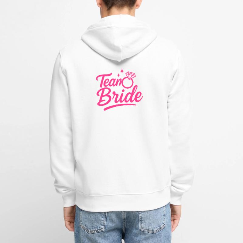 Team Bride Pink Ring Script Unisex Premium Bio Zip Hoodie