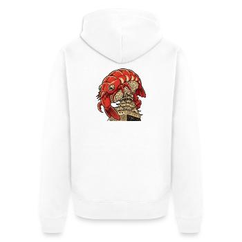 Niedliche Garnele auf japanischer Burgkunst - Unisex Premium Bio Zip Hoodie - Weiß - Hinten - Thijin (182cm)