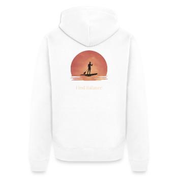Sunset SUP – Tranquility on the water - Unisex Premium Organic Zip Hoodie - white - Back - Thijin (182cm)