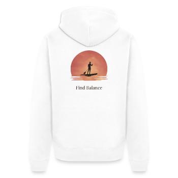 Sunset SUP – Tranquility on the water - Unisex Premium Organic Zip Hoodie - white - Back - Thijin (182cm)