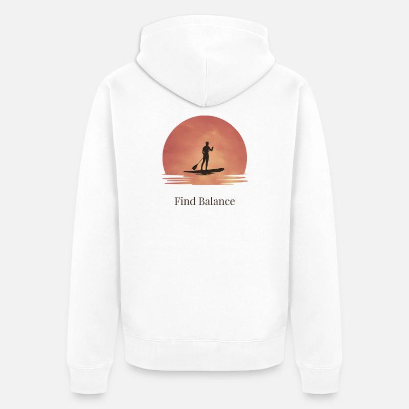 Sunset SUP – Ruhe auf dem Wasser - Unisex Premium Bio Zip Hoodie - Weiß