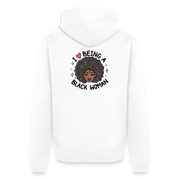 J’adore être une femme noire Pride Design - Veste à capuche bio Premium Unisexe - blanc - Dos - Thijin (182cm)