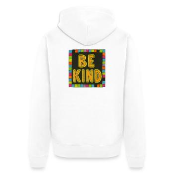 Be Kind Mosaic Border Bold Letters - Unisex Premium Organic Zip Hoodie - white - Back - Thijin (182cm)
