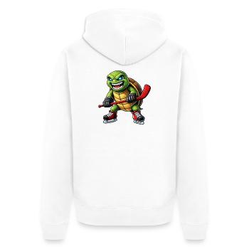 Aggressive Schildkröte Eishockey Spieler Horror - Unisex Premium Organic Zip Hoodie - white - Back - Thijin (182cm)