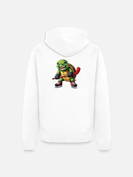 Aggressive Schildkröte Eishockey Spieler Horror - Unisex Premium Organic Zip Hoodie - white