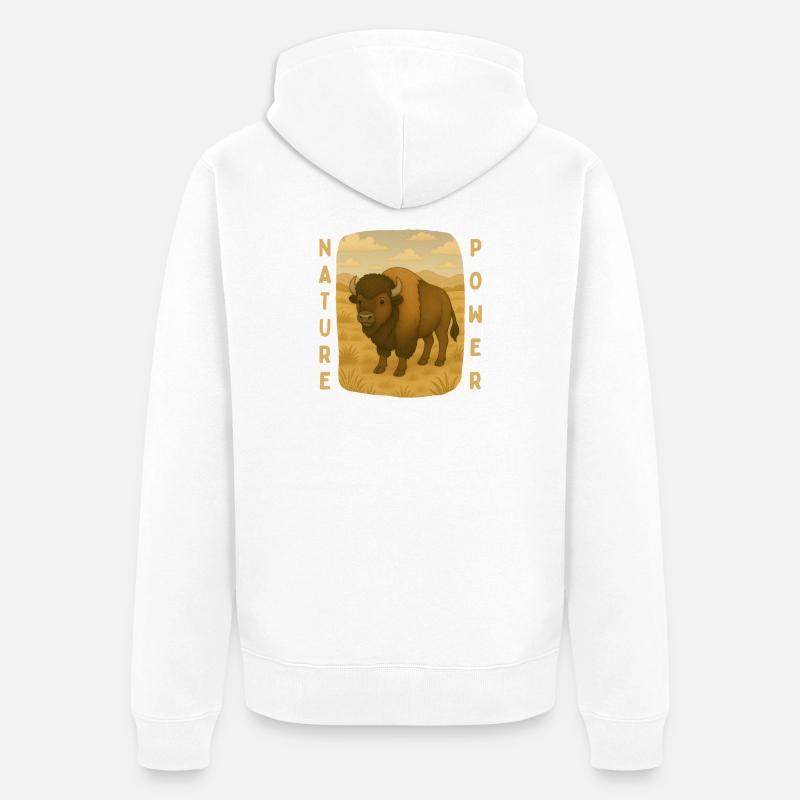 Bisons sur la steppe - Veste à capuche bio Premium Unisexe - blanc