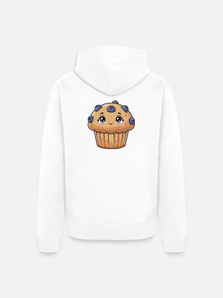 Kawaii Blaubeermuffin Cartoon - Unisex Premium Bio Zip Hoodie - Weiß
