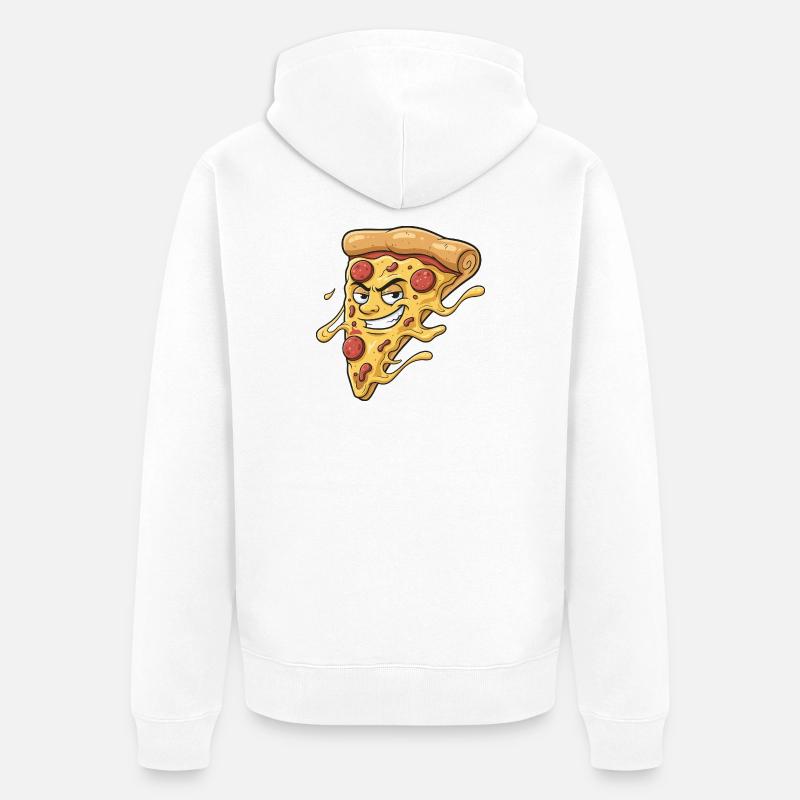 Pizza Slice avec un sourire malicieux - Veste à capuche bio Premium Unisexe - blanc