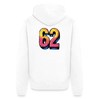 62 chiffres colorés - Veste à capuche bio Premium Unisexe - blanc - Dos - Thijin (182cm)