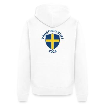 Emblem der Linken Partei 2026 - Unisex Premium Bio Zip Hoodie - Weiß - Hinten - Thijin (182cm)