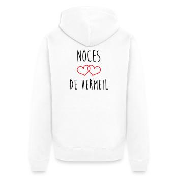 Noces de vermeil 45 ans de mariage - Veste à capuche bio Premium Unisexe - blanc - Dos - Thijin (182cm)