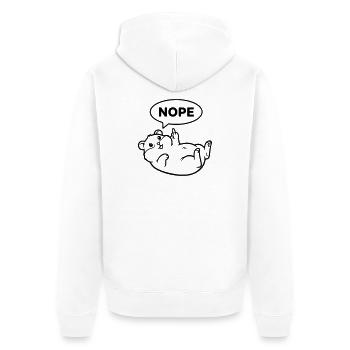 Hamster Middle Finger Nope Lineart - Unisex Premium Organic Zip Hoodie - white - Back - Thijin (182cm)