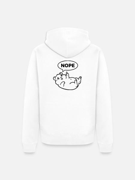 Hamster Middle Finger Nope Lineart - Unisex Premium Organic Zip Hoodie - white