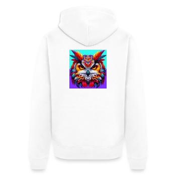 owl - Unisex Premium Organic Zip Hoodie - white - Back - Thijin (182cm)