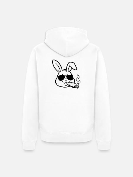 Cooler Hase Brille Karotte Outline - Unisex Premium Bio Zip Hoodie - Weiß