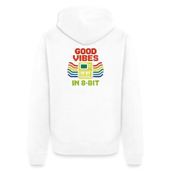 Gute Vibes in 8-Bit | Chiptune Retro Musik - Unisex Premium Bio Zip Hoodie - Weiß - Hinten - Thijin (182cm)