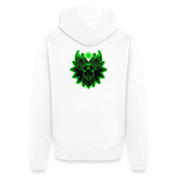 Mystic Deer: Wächter der geometrischen Natur - Unisex Premium Bio Zip Hoodie - Weiß - Hinten - Thijin (182cm)