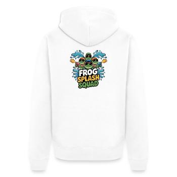 Frog Splash Squad Froschcrew - Unisex Premium Bio Zip Hoodie - Weiß - Hinten - Thijin (182cm)