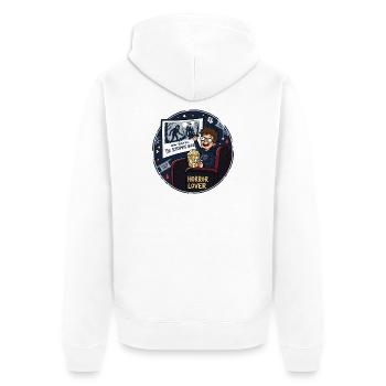 Horror Lover Kino Nacht Design - Unisex Premium Bio Zip Hoodie - Weiß - Hinten - Thijin (182cm)