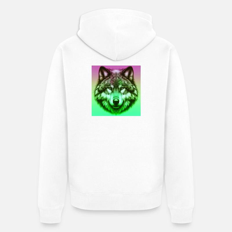 Loup - Veste à capuche bio Premium Unisexe - blanc