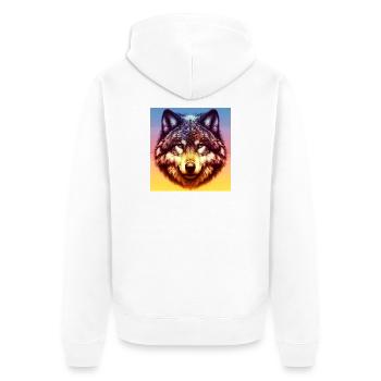 Wolf - Unisex Premium Organic Zip Hoodie - white - Back - Thijin (182cm)