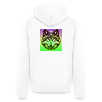 Wolf - Unisex Premium Bio Zip Hoodie - Weiß - Hinten - Thijin (182cm)