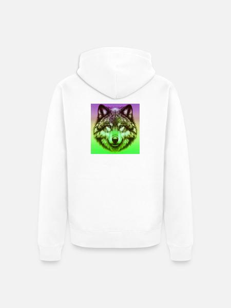 Wolf - Unisex Premium Organic Zip Hoodie - white