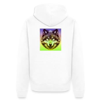 Wolf - Unisex Premium Bio Zip Hoodie - Weiß - Hinten - Thijin (182cm)