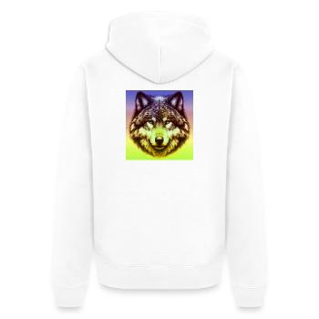 Wolf - Unisex Premium Bio Zip Hoodie - Weiß - Hinten - Thijin (182cm)