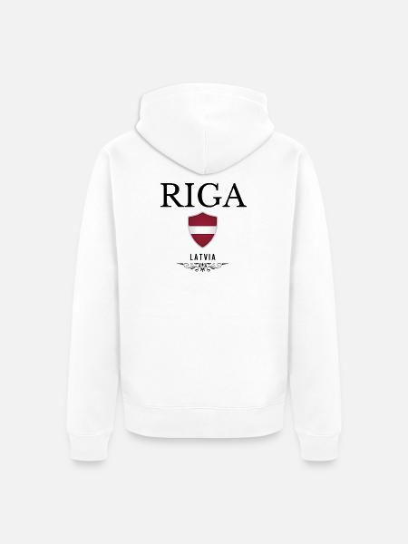 Riga souvenir, elegant design Riga - Unisex Premium Organic Zip Hoodie - white