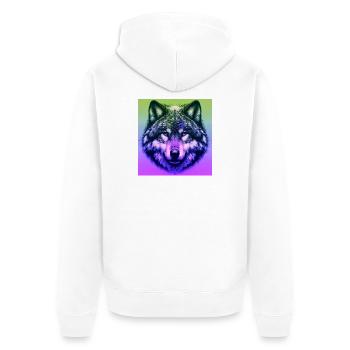 Wolf - Unisex Premium Bio Zip Hoodie - Weiß - Hinten - Thijin (182cm)