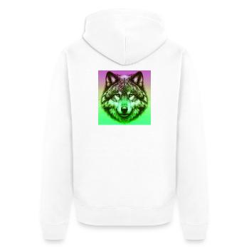 Wolf - Unisex Premium Organic Zip Hoodie - white - Back - Thijin (182cm)