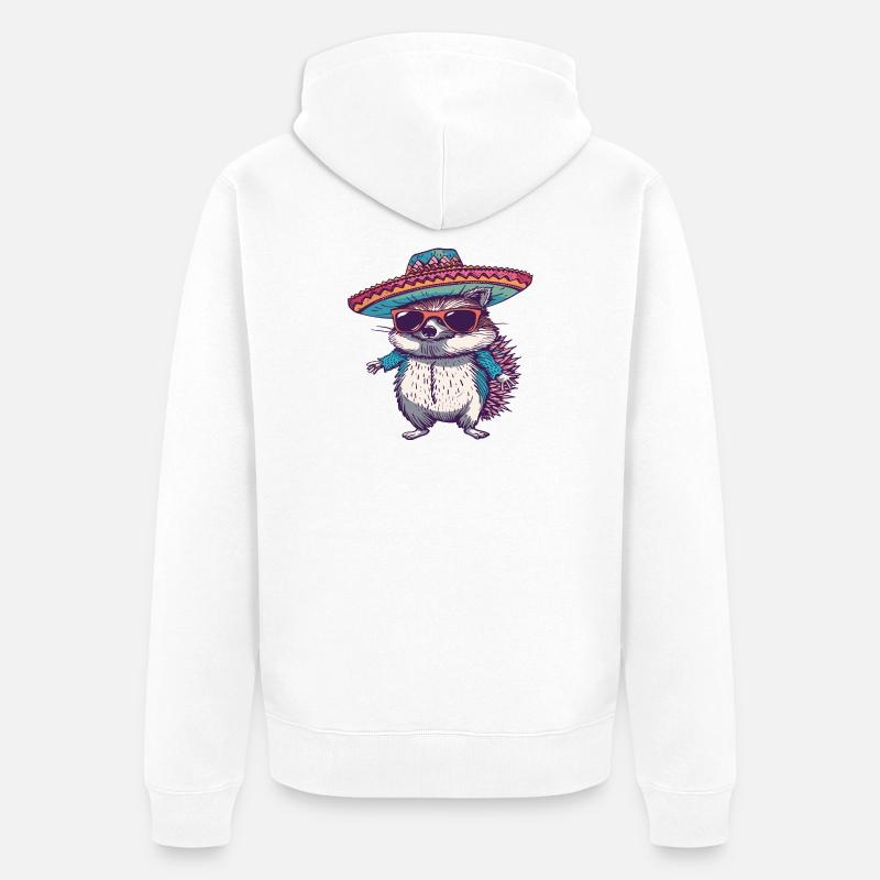 Sombrero comique drôle de hérisson - Veste à capuche bio Premium Unisexe - blanc