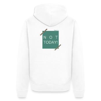 NOT TODAY! Leoparden Akzent - Unisex Premium Bio Zip Hoodie - Weiß - Hinten - Thijin (182cm)