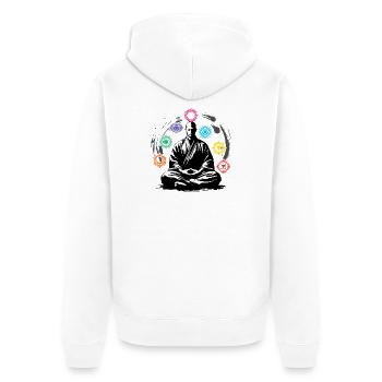 Chakra Meditating Zen Relax  - Unisex Premium Organic Zip Hoodie - white - Back - Thijin (182cm)