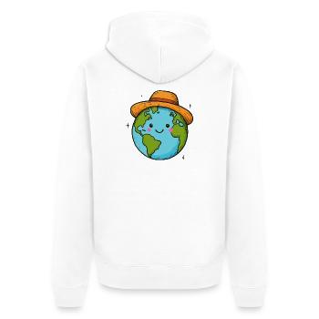 Smiling Land in the Hat - Unisex Premium Organic Zip Hoodie - white - Back - Thijin (182cm)