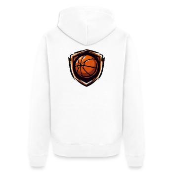 Basketball Shield Emblem Orange - Unisex Premium Bio Zip Hoodie - Weiß - Hinten - Thijin (182cm)