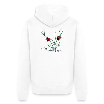 Alles wird gut  - Unisex Premium Bio Zip Hoodie - Weiß - Hinten - Thijin (182cm)