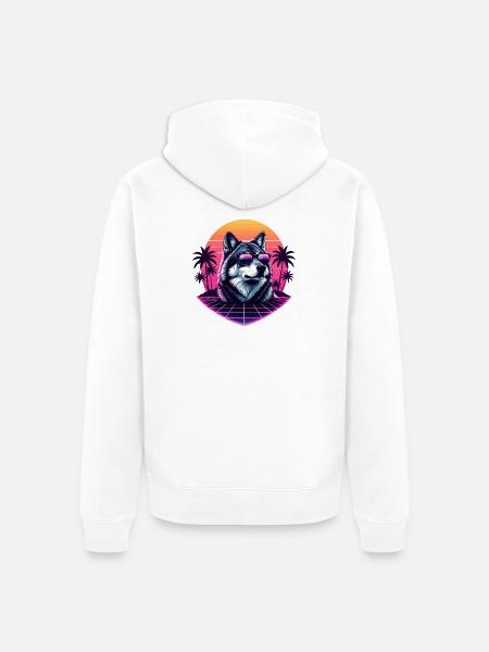 Husky Vapo Neon Sunset - Unisex Premium Organic Zip Hoodie - white