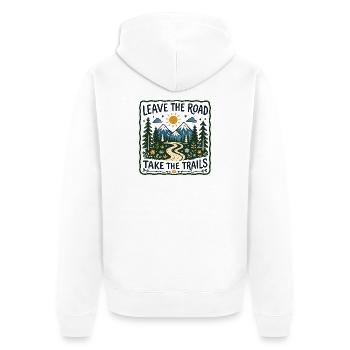 Leave the Road Take the Trails Floral - Unisex Premium Organic Zip Hoodie - white - Back - Thijin (182cm)