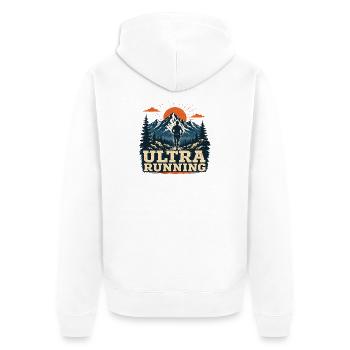 Ultra Running - Unisex Premium Organic Zip Hoodie - white - Back - Thijin (182cm)