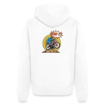 Send It MBT Bike Jump - Unisex Premium Bio Zip Hoodie - Weiß - Hinten - Thijin (182cm)
