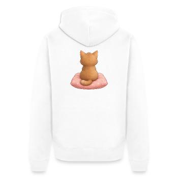 Motif de chat sur oreiller mignon - Veste à capuche bio Premium Unisexe - blanc - Dos - Thijin (182cm)