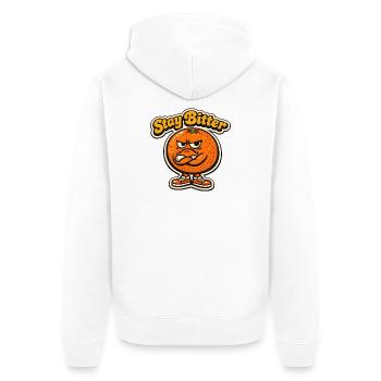 Stay Bitter: Angry Orange - Unisex Premium Organic Zip Hoodie - white - Back - Thijin (182cm)
