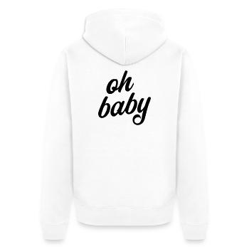 T-shirt Oh Bébé qui dit grossesse - Veste à capuche bio Premium Unisexe - blanc - Dos - Thijin (182cm)
