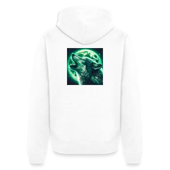Wolf howls at the Full Moon - Unisex Premium Organic Zip Hoodie - white - Back - Thijin (182cm)