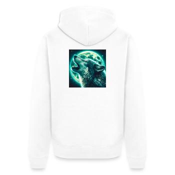 Wolf howls at the Full Moon - Unisex Premium Organic Zip Hoodie - white - Back - Thijin (182cm)
