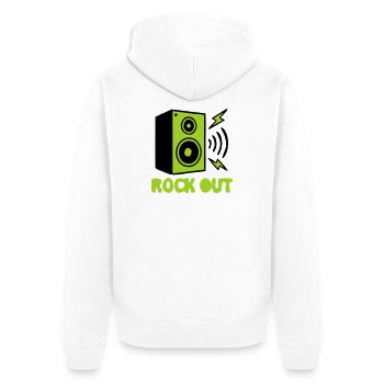 Rock Out Lautsprecher Icon - Unisex Premium Bio Zip Hoodie - Weiß - Hinten - Thijin (182cm)